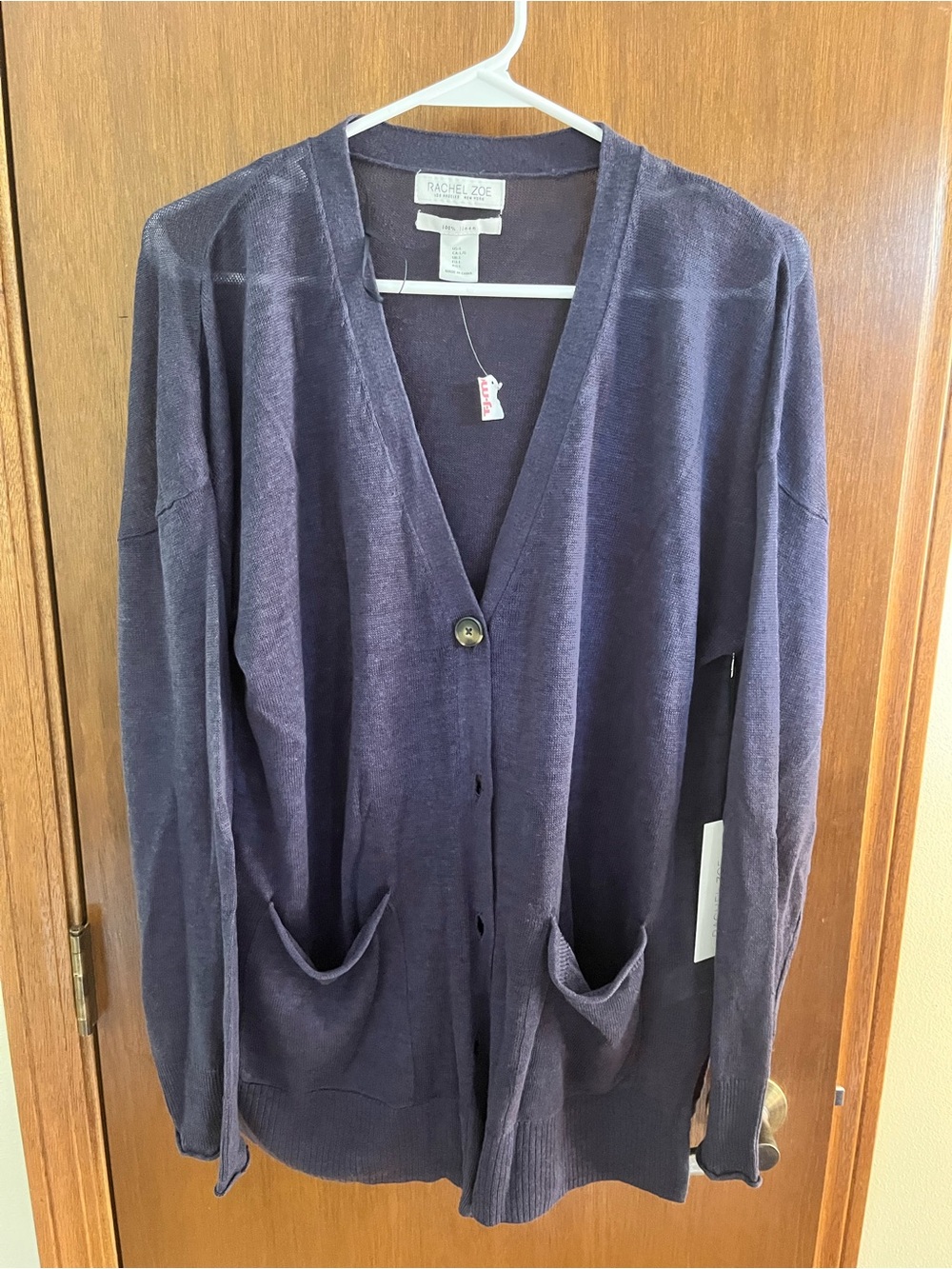 Rachel Zoe blue large V-Neck Button Front Cardigan